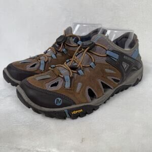 Merrell Sport Trail Hiking Vibram Sandals Brown Blue Closed Toe Shoes Size 9